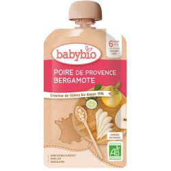 Babybio Gourde Purée de Fruits Poire Bergamote +6m Bio - 120g