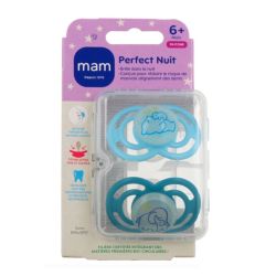 Mam Perfect Nuit Sucettes Silicone - Phosphorescentes - 6 mois et + - 2 Sucettes