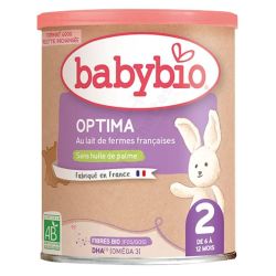 Babybio Optima Lait Infantile 2ème âge - 6/12 mois - 400g - Lait infantile bio avec fibres dès 6 mois