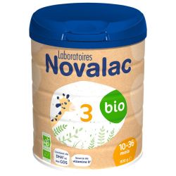Novalac Bio 3 Lait en Poudre 10-36 mois - 800g - Nutrition bio complète et équilibrée pour bébé