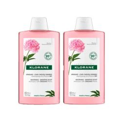 Klorane Shampoing Apaisant à la Pivoine BIO - Apaise le Cuir Chevelu Sensible - 2x400ml