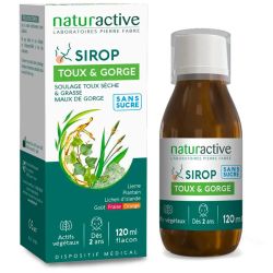 Naturactive Sirop Toux et Gorge - 120ml - Double action toux sèche et grasse