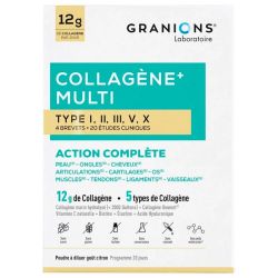 Granions Collagène+ Multi Type I, II, III, V, X - 260 g - Goût Citron - Peau et confort articulaire