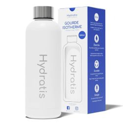 Hydratis Gourde Isotherme en Inox - 500ml - Couleur : Blanc - Hydratation pratique et écologique
