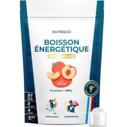 Nutri&Co Boisson Énergétique Isotonique - 480 g - Goût : Pêche - Énergie, hydratation et performance