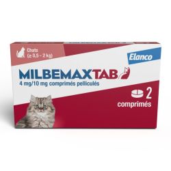 ELANCO MilbemaxTab Petits Chats et Chatons de 0,5 à 2 kg - Boîte de 2 comprimés pelliculés sécables