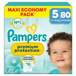 Pampers Premium Protection Taille 5 / 11-16kg - 80 Couches Mega Pack - Confort supérieur, ultra-absorbant