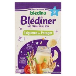 Blédina Blédîner Céréales du Soir Légumes du Potager - 240 g - Dès 6 Mois Repas Doux et Équilibré pour Bébé