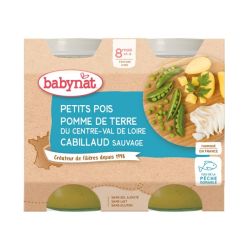 Babynat Petit Pot Petits Pois Pomme de Terre Cabillaud 8 mois - 2 x 200g