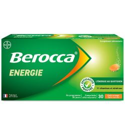 Berocca Énergie Orange Sans Sucre - 30 Comprimés Effervescents - Forme Physique et Activité Mentale
