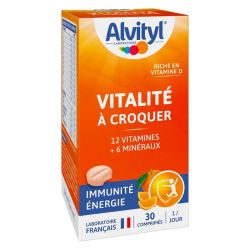 Alvityl Vitalité À Croquer - Goût Orange - Soutien l'Énergie et le Vitalité - 30 Comprimés