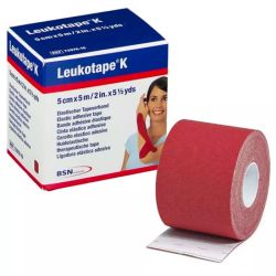 Essity Leukotape K Bande Taping de Kinésiologie - 1 unité - 5 cm x 5 m - Couleur : Rouge