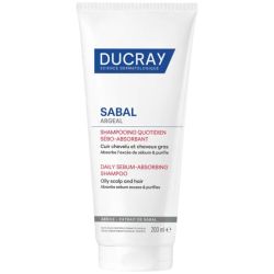Ducray Sabal Shampooing Quotidien Sébo-Absorbant - 200 ml - Purifie et réduit l’excès de sébum