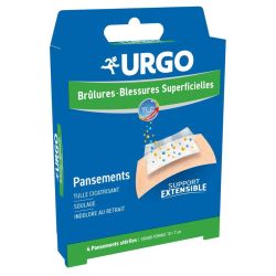 URGO Brûlures – Blessures superficielles - Boîte de 4 pansements stériles