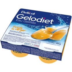 Delical Gelodiet Eau Gélifiée Fruits du Verger 4x120g – Hydratation et déglutition
