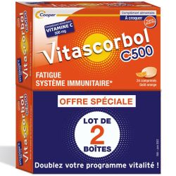 Vitascorbol C500 Lot de 2 x 24 comprimés à croquer - Fatigue, système immunitaire