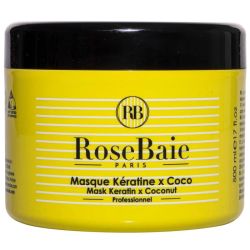 RoseBaie Masque Kératine et Coco - 500 ml - Soin réparateur et nourrissant pour cheveux