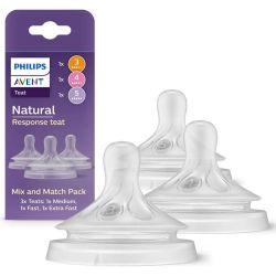 Avent Natural Response Tétines Mix & Match - Lot de 3 Tétines - 0-3 Mois - Tétines évolutives