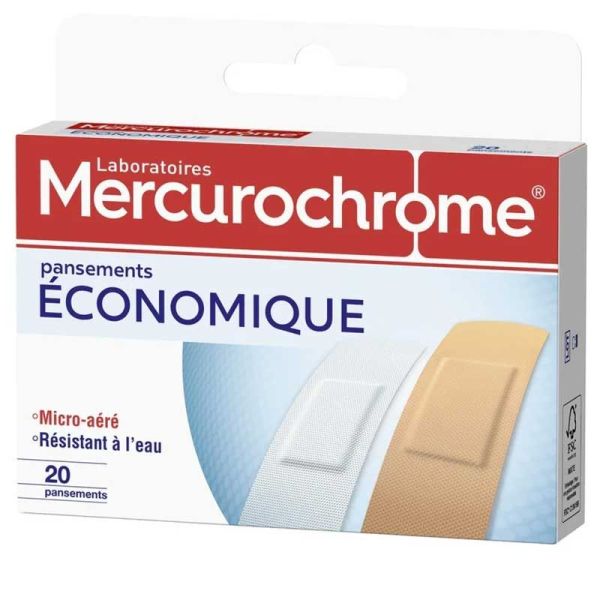 Mercurochrome Pansements Economiques X20 - Micro-aérés, resistants à l'eau