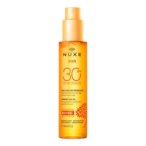 Nuxe Sun Huile Solaire Bronzante SPF30 Visage et Corps - 150ml - Protection solaire et bronzage satiné