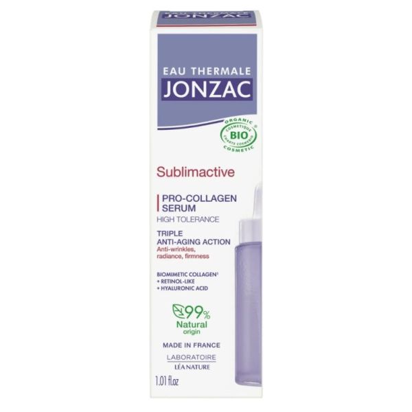 Jonzac Sublimactive Sérum Pro-Collagène 30 ml Bio - Triple action rides, éclat et fermeté