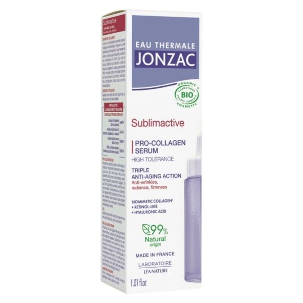 Jonzac Sublimactive Sérum Pro-Collagène 30 ml Bio - Triple action rides, éclat et fermeté