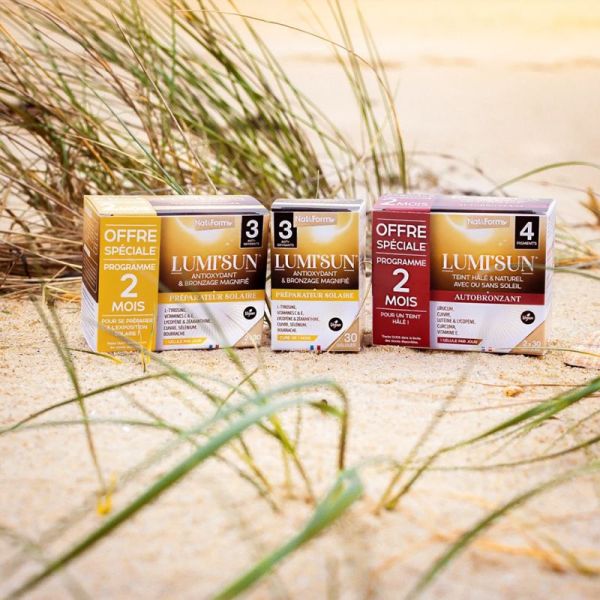 Nat & Form Lumi'Sun Autobronzant Teint Hâlé et Naturel Lot de 2 x 30 Gélules – Éclat et protection