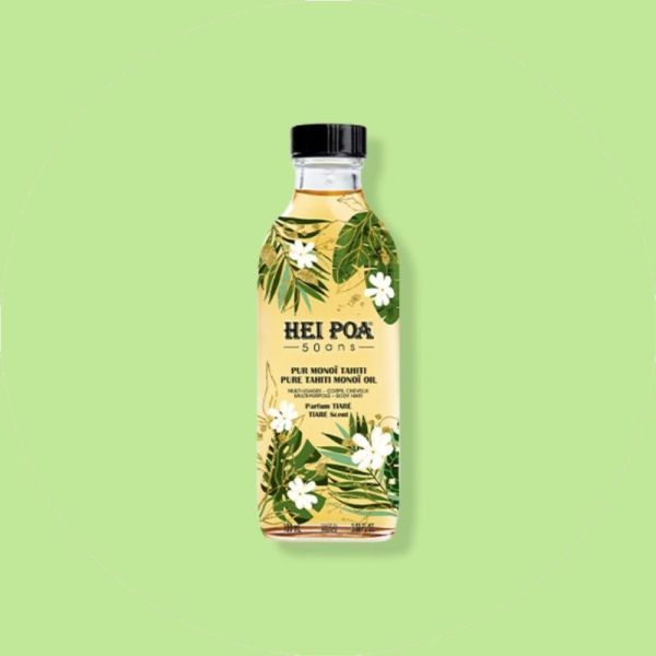 Hei Poa Pur Monoï Tiaré Édition limitée 50 ans 100ml - Soin traditionnel multi-usages hydratant et nourrissant corps et cheveux