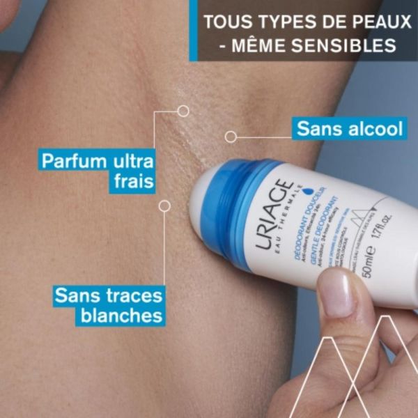 Uriage Déodorant Douceur - 50 ml - 24h Anti-Odeurs Peaux Sensibles