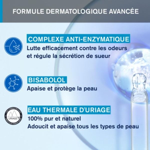 Uriage Déodorant Puissance 3 - 50 ml - Anti-Transpirant 24h Peaux Sensibles
