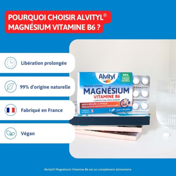 Alvityl Magnésium Vitamine B6 - 45 Comprimés - Fatigue réduite et équilibre nerveux