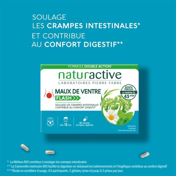 Naturactive Maux de Ventre Flash 10 gélules – Soulage les crampes intestinales
