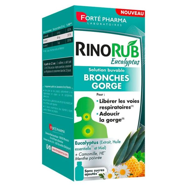 Forté Pharma RinoRub - Solution Buvable Eucalyptus - Dégage les Bronches et la Gorge - 120ml