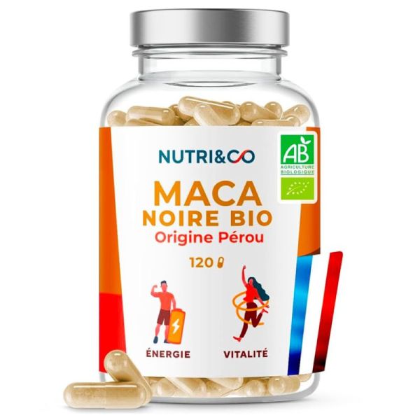 Nutri&Co Maca Noire Bio - 120 gélules - Vitalité, énergie et équilibre naturel