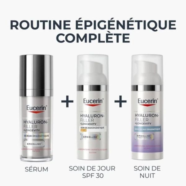 Eucerin Hyaluron-Filler + Longevity Soin de Jour Epigénétique SPF 30 50 ml - Hydratation profonde et réduction des signes de l'âge
