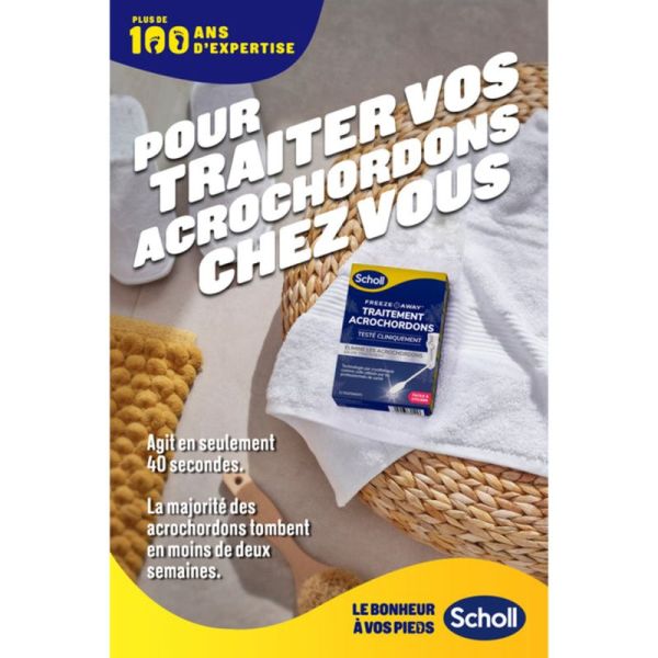 Scholl Traitement Acrochordons Freeze Away 1 kit – Élimination par cryothérapie