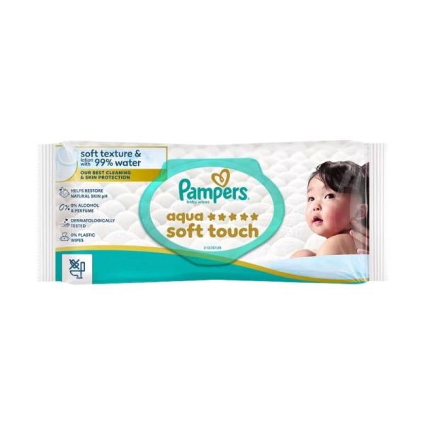 Pampers Aqua Soft Touch Lingettes Bebe 48 lingettes – Nettoyage et protection