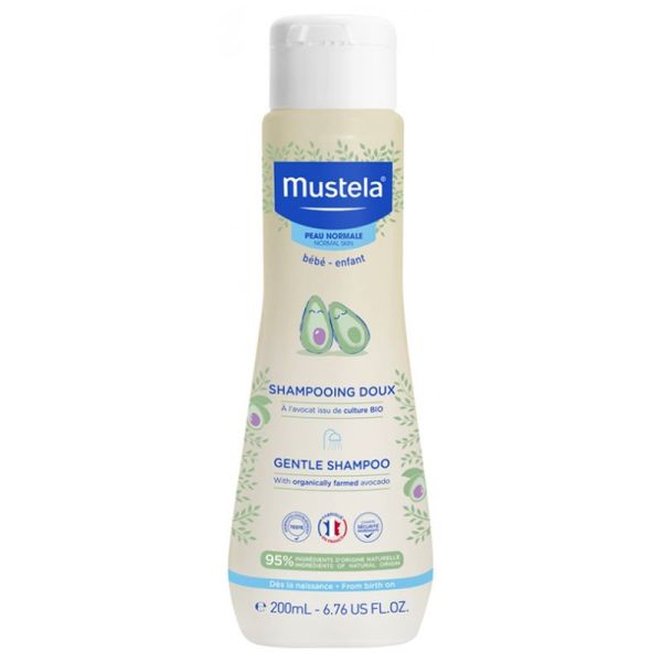 Mustela Shampoing Doux - 200 ml -  Nettoie et démêle les cheveux délicats dès la naissance