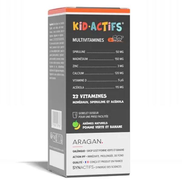 Arangan Synactifs Sirop Kid Actifs Multivitamines - Dès 3 ans - Vitamines Complètes - 125ml