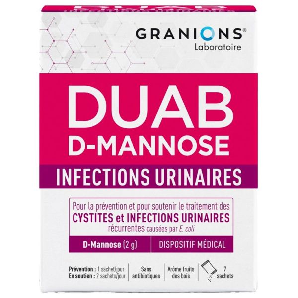 Granions Duab D-Mannose Infections Urinaires - 7 Sachets - Soulage et prévient les infections urinaires