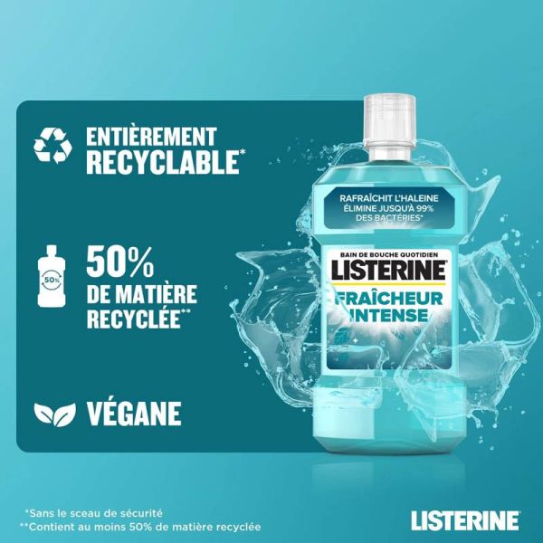 Listerine Bain de Bouche Fraîcheur Intense - 500 ml - Rafraîchit l'haleine et élimine les bactéries
