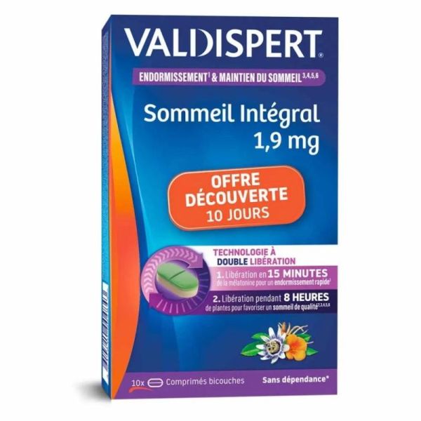 Valdispert Sommeil Intégral 10 Comprimés Offre Découverte - Endormissement rapide en 15 minutes et sommeil continu 8h