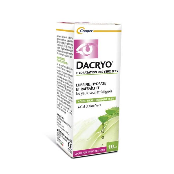 Dacryo Solution Ophtalmique Hydratation Yeux Secs 10ml - Lubrifdie, hydrate et rafraîchit, à l'acide hyaluronique