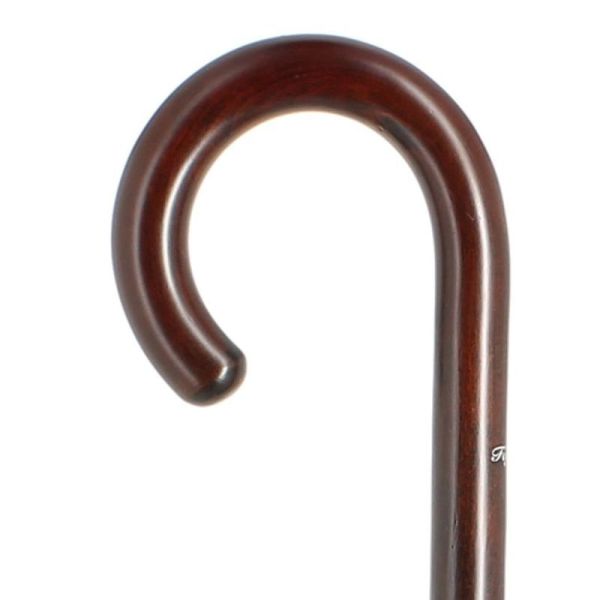 Cannes Fayet Canne de Marche Courbe En Hêtre Teinté Marron