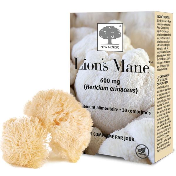 New Nordic Lion's Mane 600 mg 30 Comprimés – Mémoire et concentration