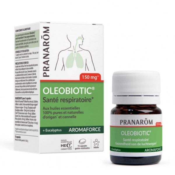 Pranarōm Oléobiotic 150mg Santé Respiratoire - 15 Capsules