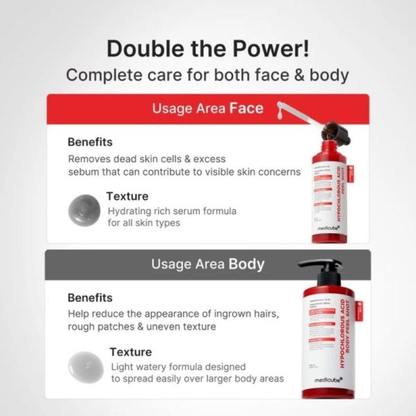 Medicube Hypochlorous Acid Body Peel Shot 280 ml - Soin exfoliant corporel purifiant