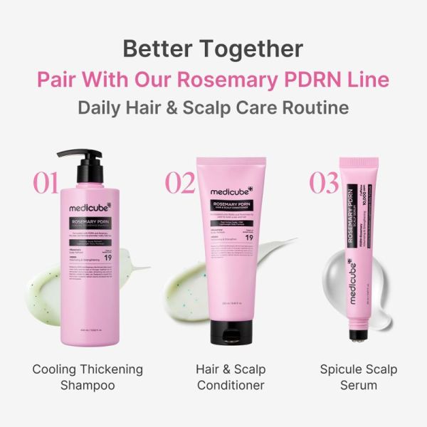 Medicube Shampooing Épaississant Rafraîchissant Romarin PDRN 400ml – Volume et cuir chevelu sain