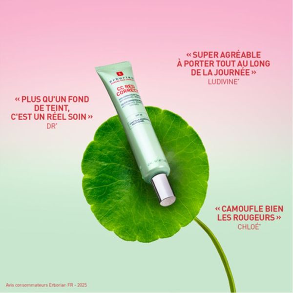 Erborian CC Red Correct Soin Correcteur Teinté SPF30 40ml – Crème de jour anti-rougeurs
