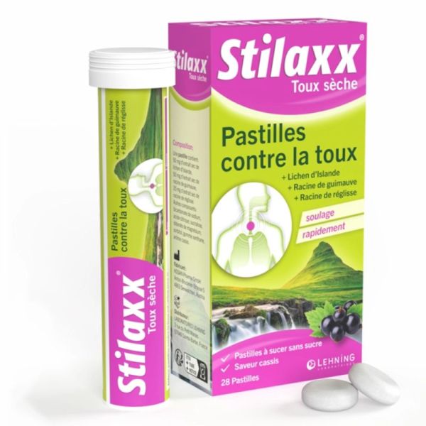 Lehning Stilaxx Pastilles Contre la Toux Sèche 28 Pastilles – Pastilles végétales gorge et toux sèche